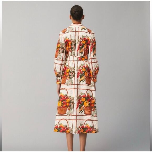 Tory Burch Broderie Anglaise Painter’s Dress fruit basket women’s size 10 - Picture 3 of 14